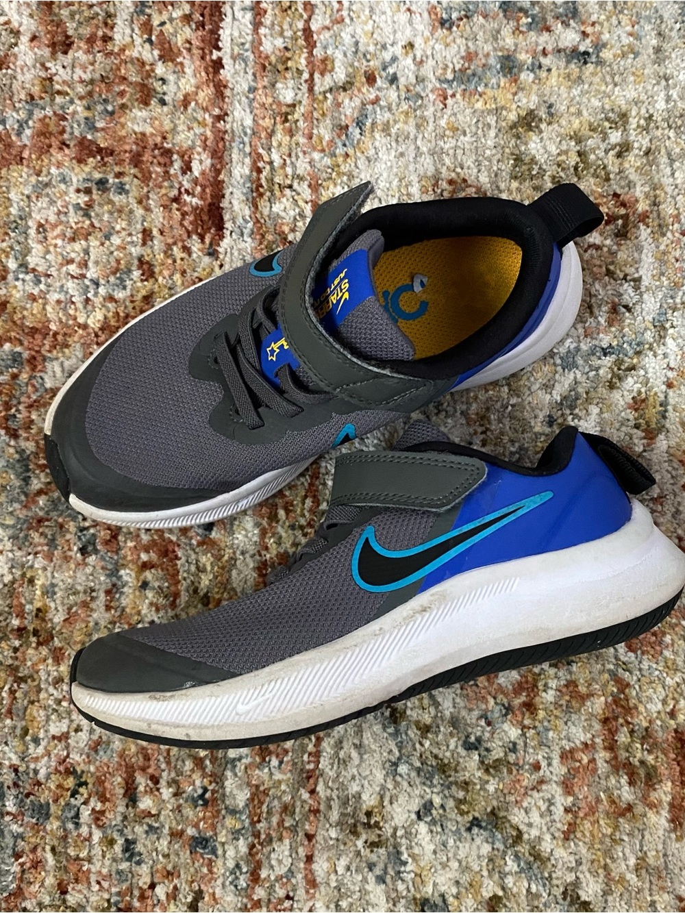 Nike Gray and Blue Toddlers' Lightweight Velcro Sneakers